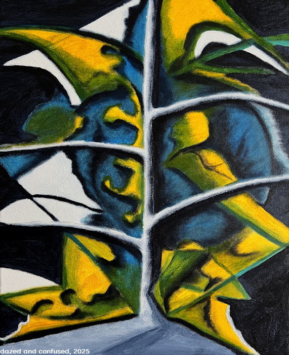 2025-01 Dazed and Confused, 2025, Acryl auf Leinwand, 60x50 cm