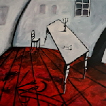 Reinhard Ader_Abends, 19 Uhr 49, 2021, Acryl auf Leinwand, 80x120