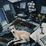 Reinhard Ader_The World outside the Window, 2023, Acryl auf Leinwand, 100 x 100 cm