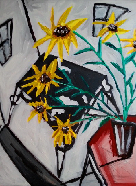 2015 Sonnenblumen, Acryl-Lwd, 550x400